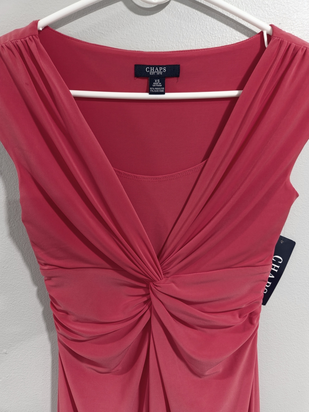 Chaps Knot-Front Cap Sleeve Dress in Raspberry Pink - Picture 3 of 5